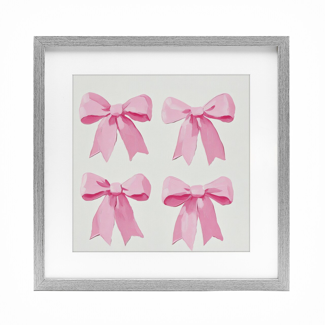 Stupell Industries Four Soft Pink Bows Framed Print Under Glass, design by Petal Prints Design